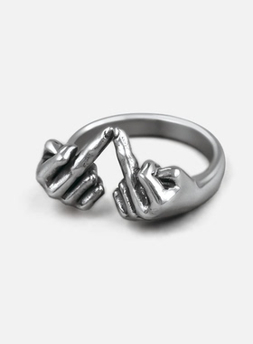 punkyouth大胆手势戒指个性朋克风S925纯银亚文化另类配饰