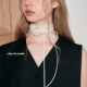 feytiy 叠戴层次感设计蕾丝飘带细窄女春夏百搭锁骨颈带丝巾项链