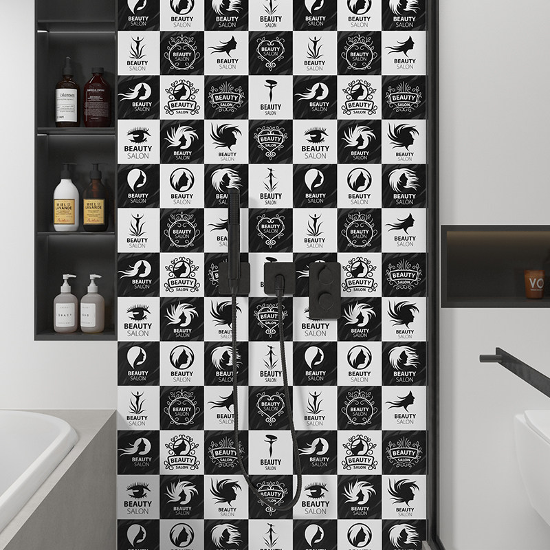 卡通黑白漫画自粘壁纸化妆室贴画瓷砖贴纸纸防水浴室洗手间厕所墙,家居饰品,软装墙贴,淘宝优惠券,粉丝福利购,淘宝优惠卷