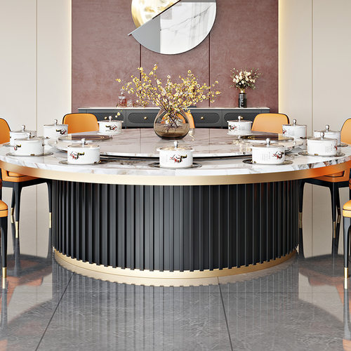 火锅桌子电磁炉一体餐馆商用一人一锅火锅餐桌大圆桌椅组合火锅店