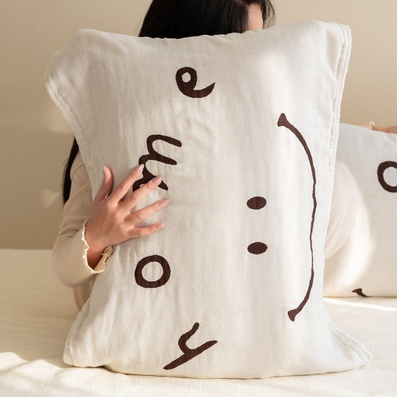 笑脸枕巾纯棉一对装枕头毛巾女全棉单人纱布家用柔软吸汗透气,床上用品,枕巾,淘宝优惠券,粉丝福利购,淘宝优惠卷