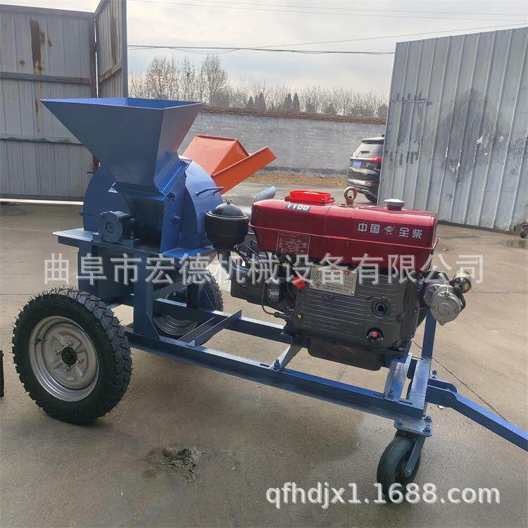柴动力木材粉碎HD-600油机动式园林树干移枝粉碎机多种型树号木屑