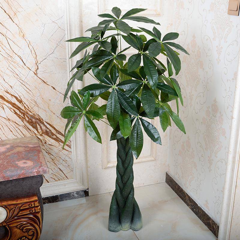 绿植假树子单品小辫发财树仿真植物辫盆栽盆景大型客厅假花装地塑