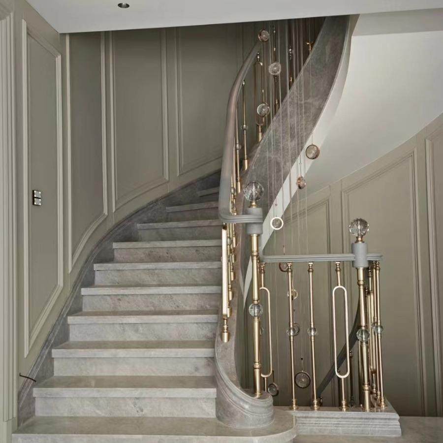 钢扶结构现VVH代简阁约楼复式别墅无水泥基础架室内手旋转楼钢梯