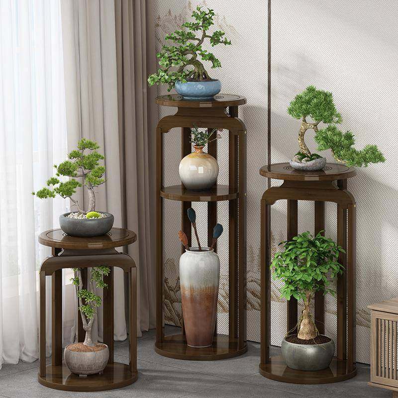 客楠竹花架子简易室内盆栽收纳厅阳台花置中式WZXY-HJ0吊兰盆实木