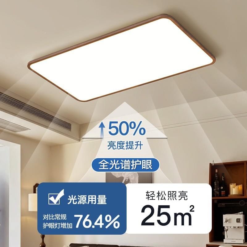 中古风全光谱室护眼客中厅吸47028顶主灯诧寂复古胡桃木新式书灯