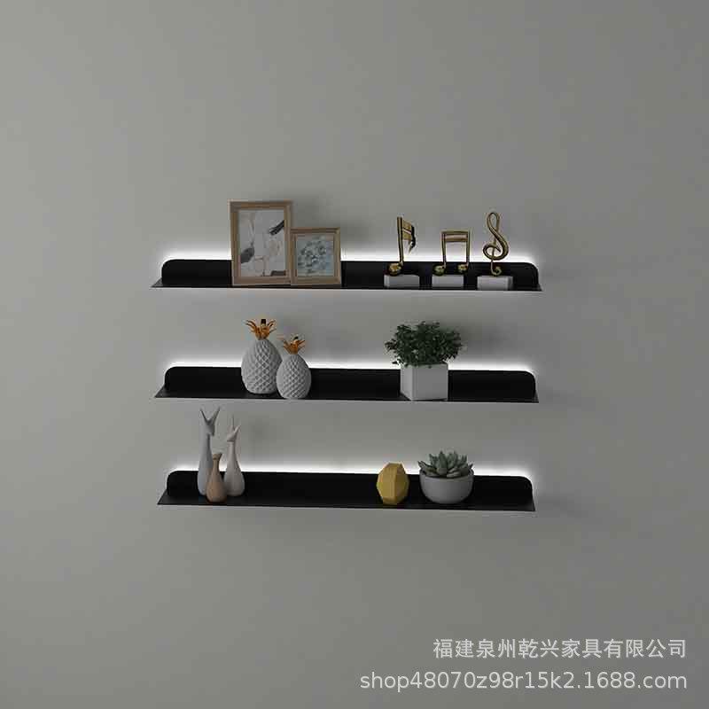 现代简约发光墙置物架书架壁铁YF-018艺挂墙面隔客厅一板字层板展