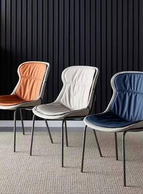 酒意式345334餐椅现简约代皮椅靠背椅轻奢极简用餐家厅店书桌梳妆