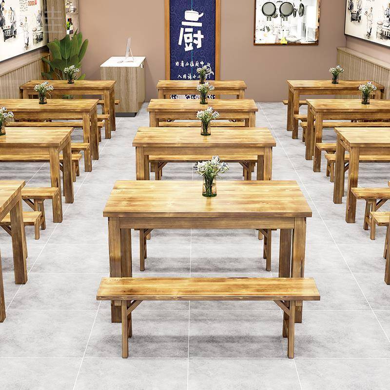 实餐椅饭店面馆桌椅组桌合餐厅食堂木小吃店早餐烧桌烤快68餐桌椅