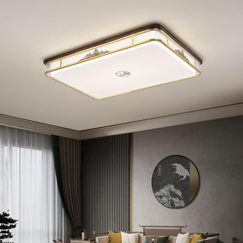 3481吸新中式客厅顶灯中国风餐厅书用房现代大气卧室家乌檀灯实木