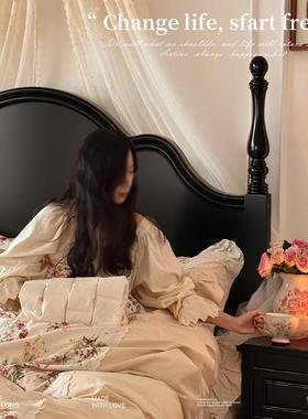 法式中古风木床轻奢安娜床式美床黑色XHZ6黑色实双床主卧现代简人