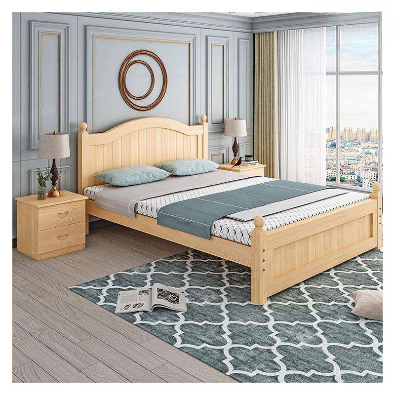 现代简约木床实出租双房木床单人床1.8米欧式床人主卧1.5KQD家用