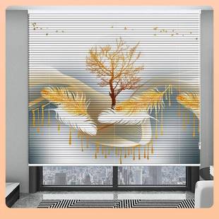?轻奢铝百百叶窗免打安F76695MS装拉式办公室卷窗帘孔客厅卫生间