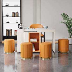 现代简约轻奢伸合缩可c02移动台岩板茶桌茶组小车小型阳茶台