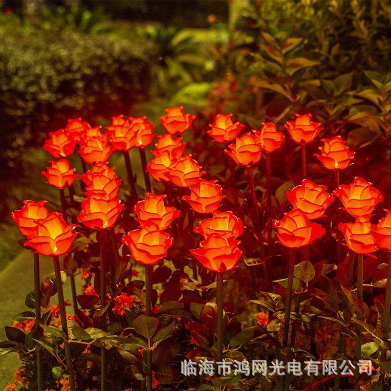 l饰ed玫瑰花灯仿真花灯装灯花圣束灯小夜灯植诞彩灯装绿BSN饰灯