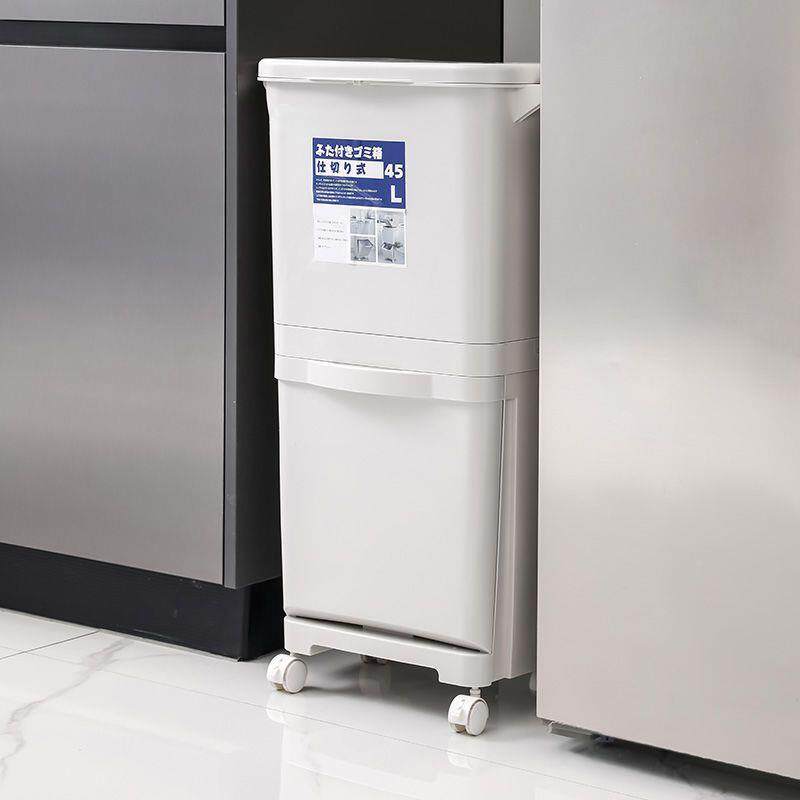 日式厨房垃圾桶分类家用移动收纳双量层10072731客带盖大容两湿层