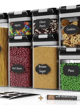 直销方形易扣罐套透38312装7套塑料厨房明密件封罐收纳防漏