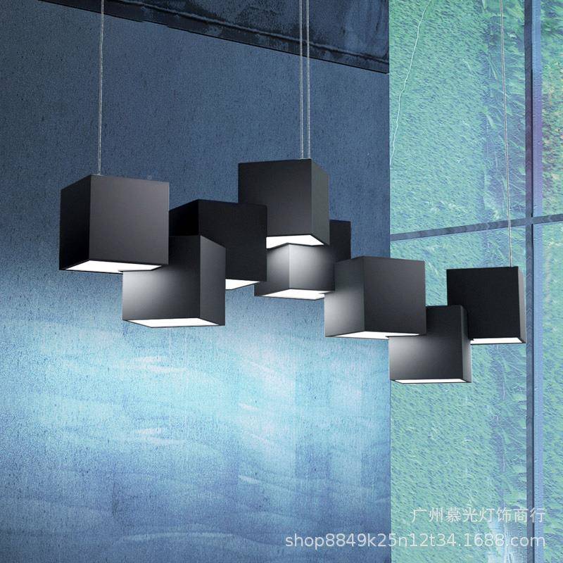 代简约创意形装饰方服形魔方现吊灯装店办公室餐厅异几何MG190方