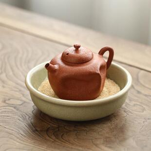 潮州手拉壶手捏凹朱泥壶凸全1手泡茶壶120ml紫砂壶拙老原矿工朴