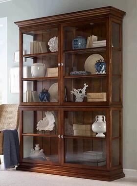 法式复古实木别酒柜中古风大容玻璃展示柜美墅式轻奢书ZOP柜餐边