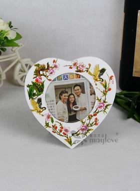 草手20031绘花百鸟图心形相框欧式个性实相用别墅家居装饰像框架