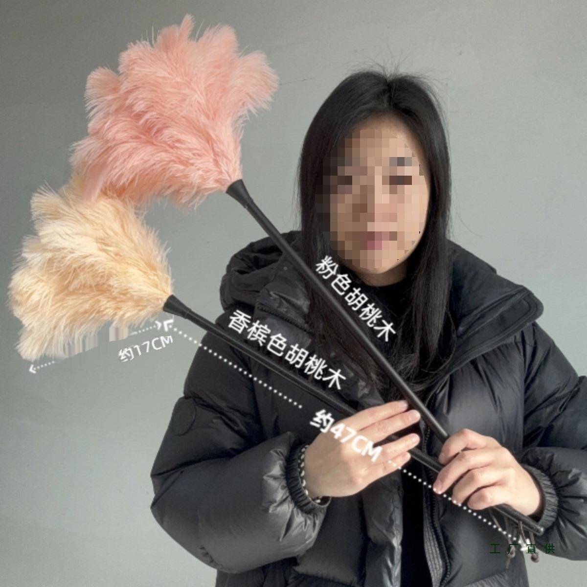 肉电粉胡鸟毛掸子桃木柄鸡毛掸子静除尘鸵掸家716用扫车桌面装饰