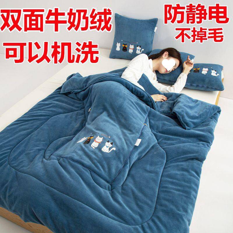 加厚枕被子两用汽车毛毯沙发靠头垫Wh7DCXG4被办抱公室折叠午睡盖
