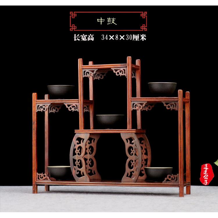 老挝酸枝小博老红酸枝古架多红宝阁工艺品中式仿底古座摆件紫砂壶