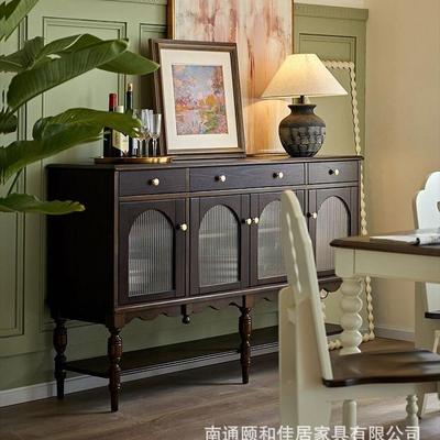 法式南洋复古实木玄柜美式新JRA古风典客厅储物柜收纳轻奢双色关