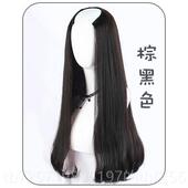 高档假发w女长卷发波浪网红头可爱抖音款 u形半套ig无痕一片式 真发