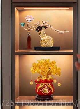 新款祝福摆金玉满堂酒柜装饰财发树摆件现约代简件风格家居饰品