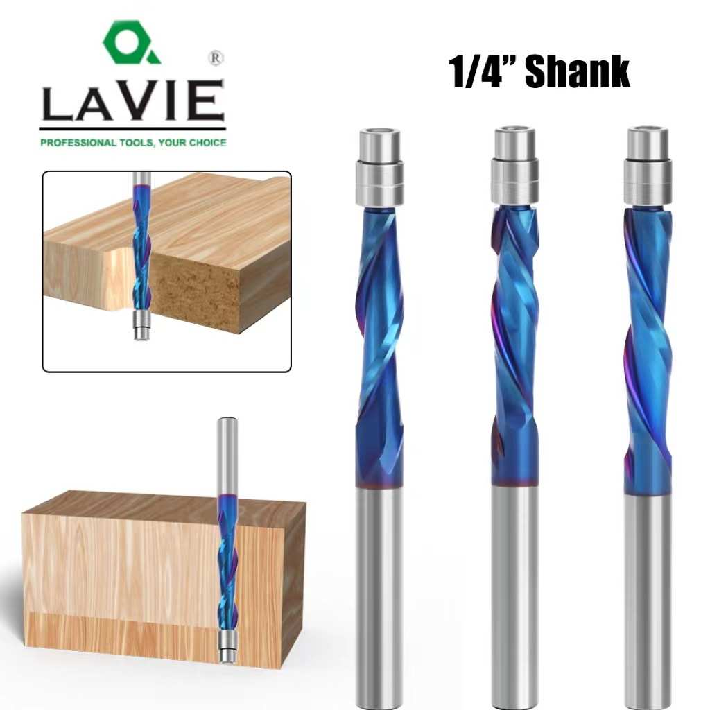 1/4柄镀蓝整体合金修边刀雕刻铣刀整体合金硬质合金刀头木工铣刀