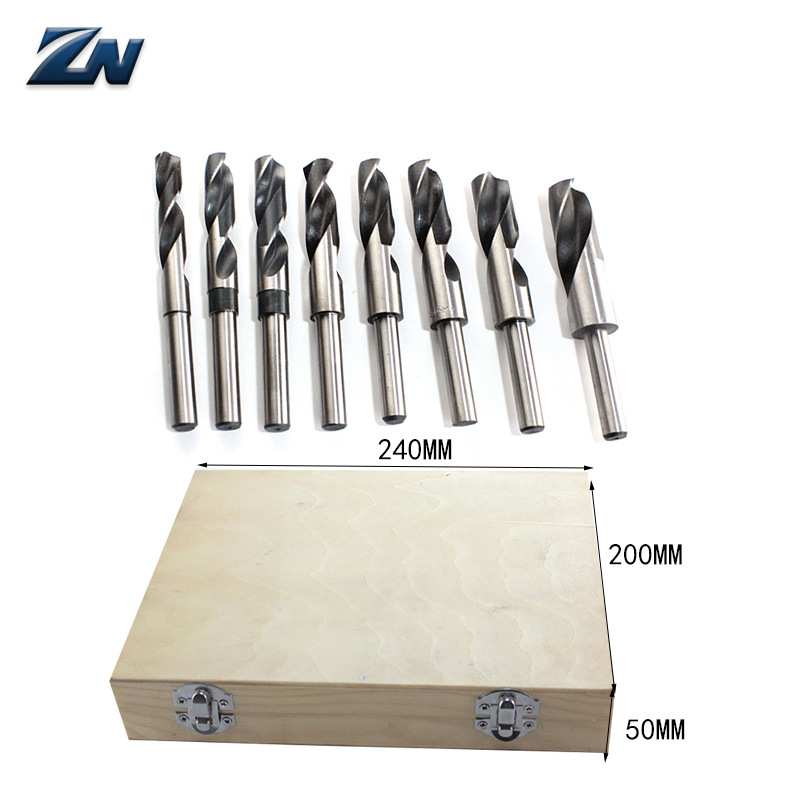 8件套黑白等柄麻花钻白钻1/2柄小柄钻头14mm-25mm三角柄钻头木盒