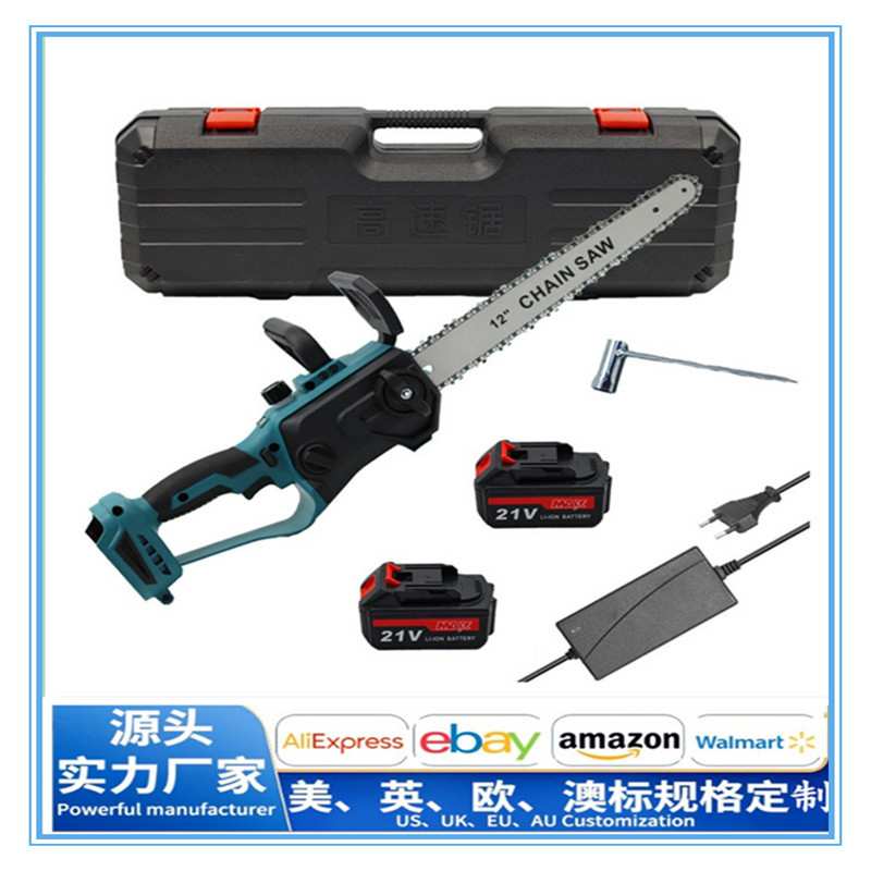 21V锂电高速锯电链锯 木工打胚打磨高速12寸电锯木雕工具