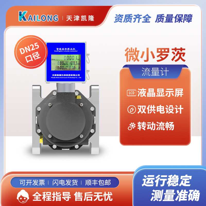 LLQ罗茨流量计DN25气体腰轮天然气空气流量计管道垂直大流量供电
