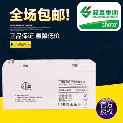 双登蓄电池6-GFM-200铅酸免维护12V200AH基站室外机柜机房UPS电源