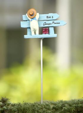 小清新韩版创意小狗路标鞋子苔藓多肉花插插件道具 拍摄道具