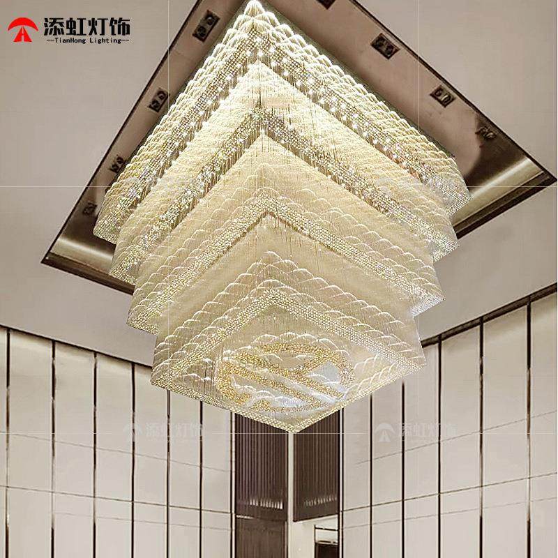 售楼处沙盘吊灯长方形大堂吸顶灯酒店水晶玻璃工程灯中空楼中楼灯