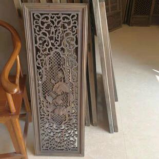 东阳木雕木质仿古旧门窗木质格旧雕花门中02——1式仿古做做花雕