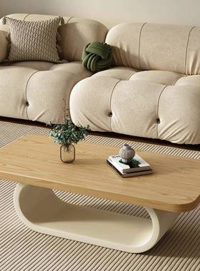 奶油风木几家用小户型实原木茶EFM台客厅现代网简约创意红方形茶