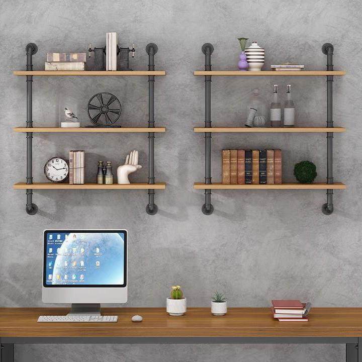 铁艺水管书花实木墙上置物架工业一字隔板壁风挂酒架AL869321架落,收纳整理,书桌收纳置物架,淘宝优惠券,粉丝福利购,淘宝优惠卷