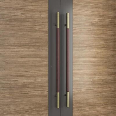 中式木大实门把手酒店会议室间对开不锈SWL包钢玻璃拉手黑胡桃其