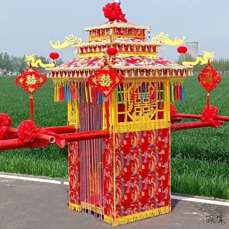 花轿婚庆喜轿花轿摆件十里红妆汉服体验馆仿古喜轿婚庆道具装饰