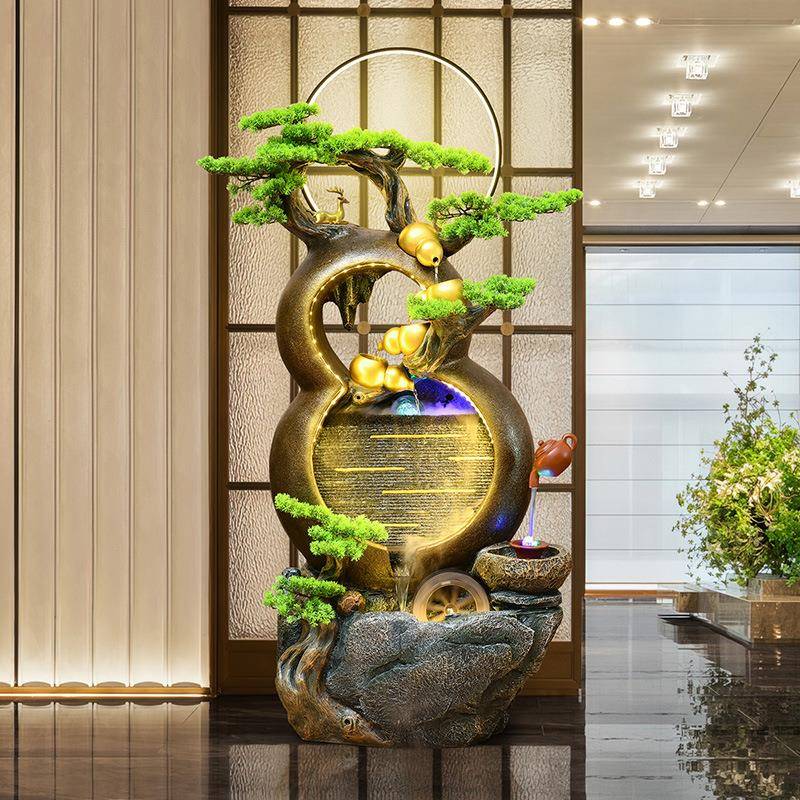 芦假山水流水生办财喷泉摆件公葫室客厅家居RSF装饰风水轮循环景