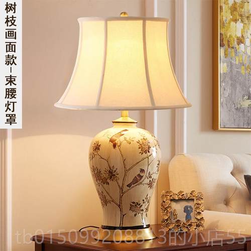 正品客厅欧台灯卧大床室头灯美式田园式气复古新中式全铜陶瓷大号