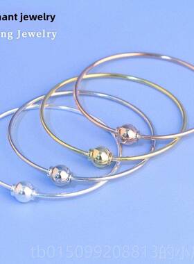 正品S92纯银简单单心圈手炼螺旋扣手可以串手工5DI炼Y手炼通过脏