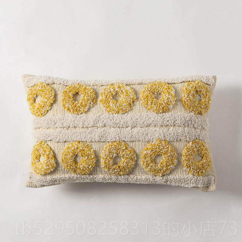 高档长也夕 ins风绒绣枕样板间枕床靠头沙靠抱垫腰枕含芯发家居摄