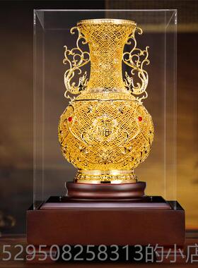 高档非遗花丝花瓶摆工件品乔迁新家居客厅公司办公室中式艺装饰送