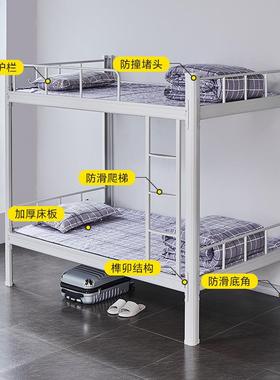 上下铺床铁架床员工工高低CXK学生宿舍层双床地钢制铁艺床学校型