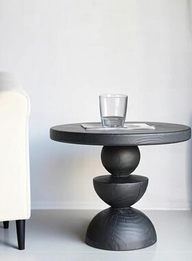 复古黑原色实木茶客厅WZG几沙酒发边几阳台泡茶桌店民宿休闲洽谈